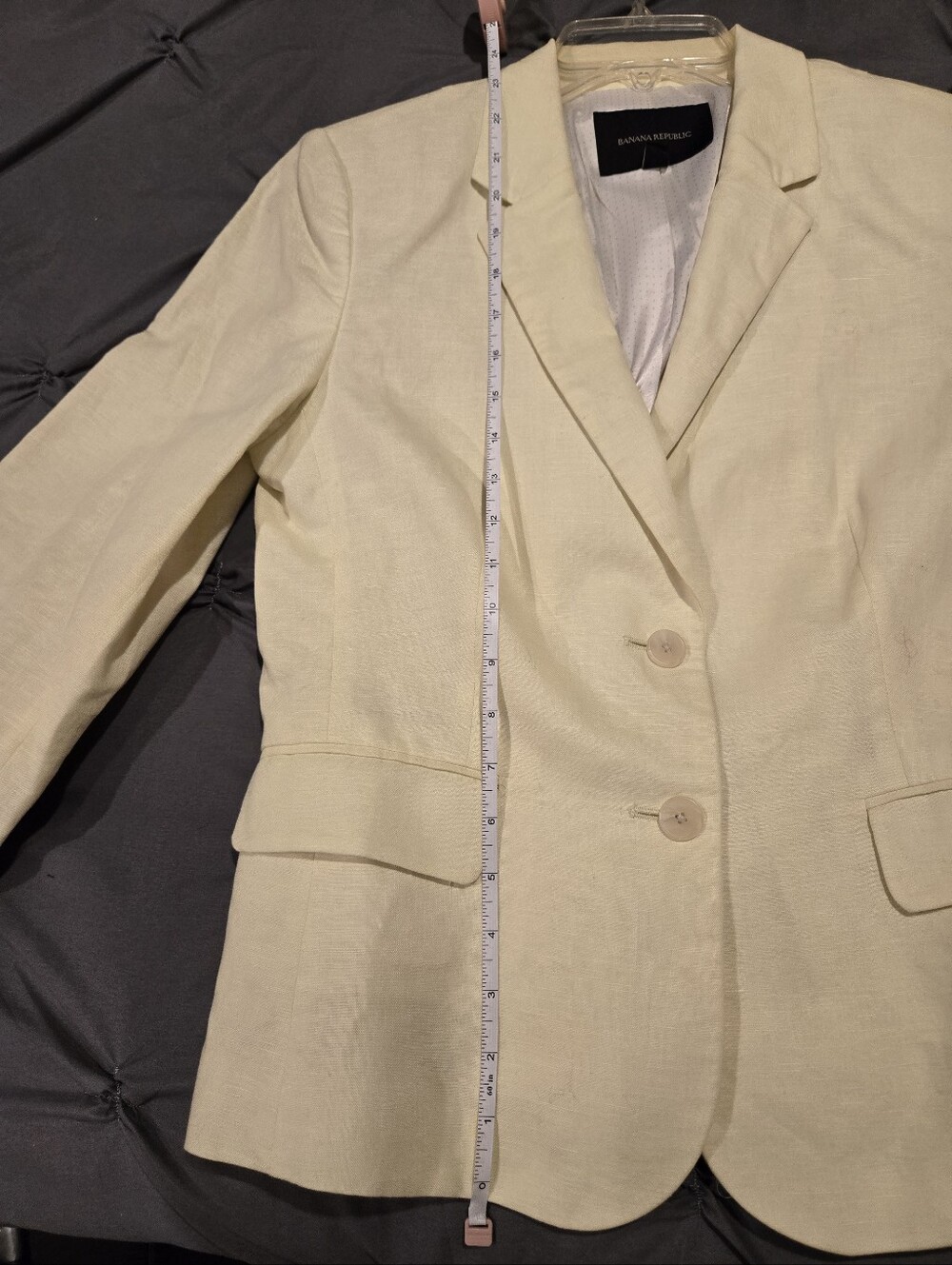 Banana Republic Pale Yellow Linen Blend Blazer Jacket Two-Button Size 10 - Picture 14 of 15